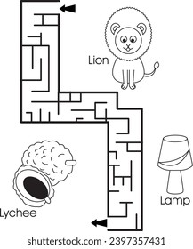 Maze Puzzle : ABC für Kinder (Buchstabe L)