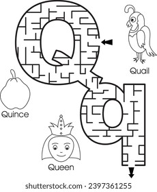 Maze puzzle : ABC for kids (letter Q)