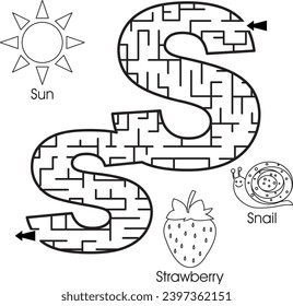 Maze puzzle : ABC for kids (letter S)