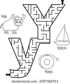 Maze puzzle : ABC for kids (letter Y)