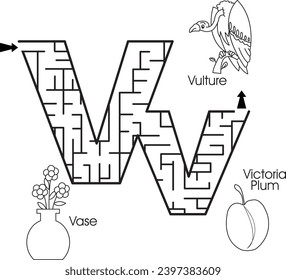 Maze puzzle : ABC for kids (letter V)