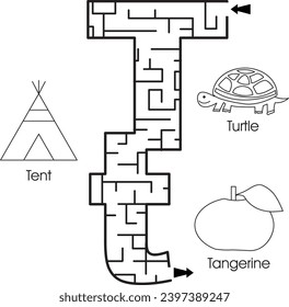 Maze puzzle : ABC for kids (letter T)