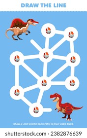 Maze puzzle for children with cute cartoon red dino printable dinosaur worksheet