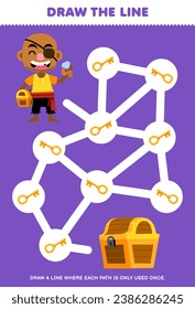Maze puzzle for children help bald man move to the treasure chest printable pirate worksheet