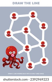 Puzzleteile für Kinder helfen großen Tintenfischen beim Sammeln des Babyoktopus-bedruckbaren Unterwasserblattes