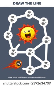 Maze puzzle for children help comet move to the sun printable solar system worksheet