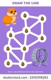 Maze puzzle for children help cute hamster collect all sunflower seed printable pet worksheet