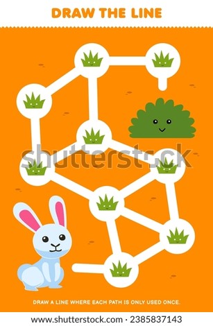 Maze puzzle for children help cute rabbit collect all grass printable nature worksheet