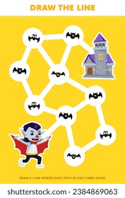 Maze puzzle for children help dracula collect all bat printable halloween worksheet