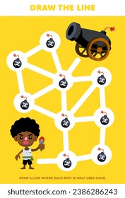El rompecabezas de Maze para niños ayuda a niños con antorcha a moverse a la hoja de cálculo pirata de cañones imprimibles