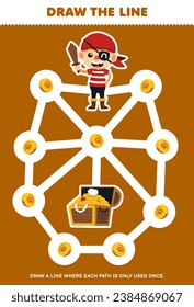 Maze puzzle for children help pirate collect all treasure coin printable halloween worksheet