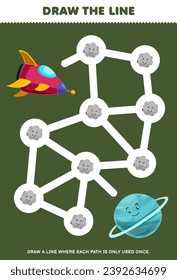 El rompecabezas de mazmorra para niños ayuda a que el cohete se mueva a la hoja de trabajo del sistema solar imprimible del planeta azul