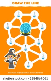 Maze puzzle for children help wizard collect all potion printable halloween worksheet