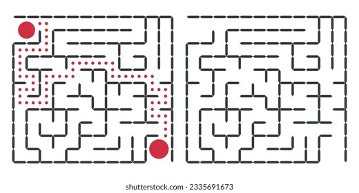 Maze or puzzle design. Find the way and right solution for exit. Vector illustration. EPS 10.
