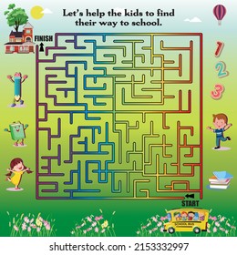 maze puzzle : find way to school