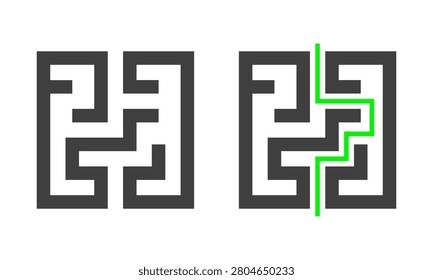 Maze puzzle game. Solving labyrinth illustration. Vector