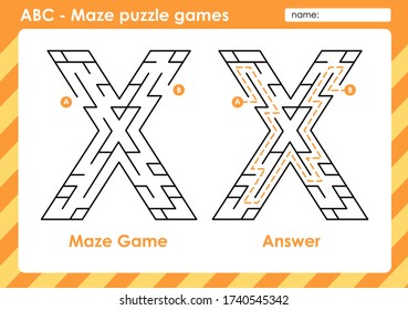 Maze puzzle games - Alphabet A - Z activity for kids : Letter X