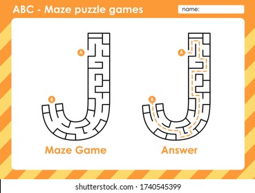Maze puzzle games - Alphabet A - Z activity for kids : Letter J