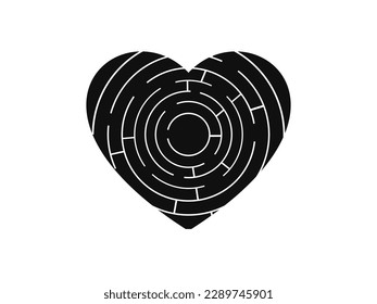 rompecabezas del laberinto en el corazón. rompecabezas en mente. ilustración vectorial