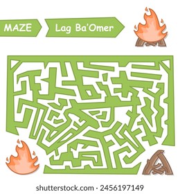 Maze puzzle in honor of the holiday Lag ba'omer. Fire on Lag ba'omer.