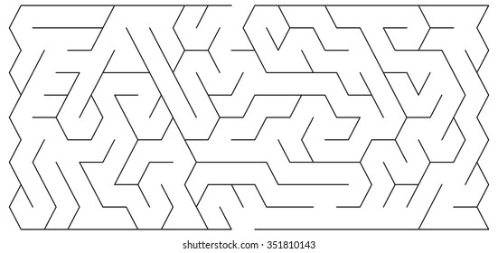 Maze puzzle illustration in panorama format easy to solve