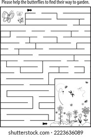 maze puzzle for kids. help the lost butterfly