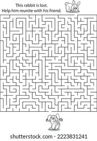 Maze puzzle for kids. Let's help this bunny. 