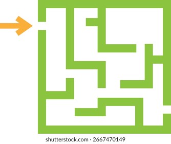 Maze Puzzle Labyrinth Icon Vector Flat Illustration