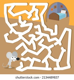 Maze puzzle page for cute mouse themed kids 