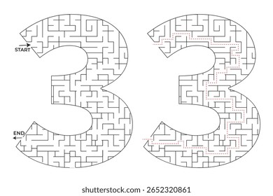 Maze puzzle problem solve three shapes vector interior design template