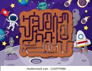 Maze puzzle in space illustration