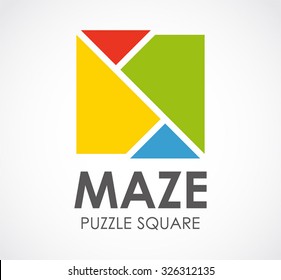 Maze Puzzle Of Square Abstract Vector And Logo Design Or Template Colorful Logic Business Icon Of Corporate And Company Identity Symbol Concept