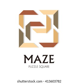 Maze puzzle of square abstract vector and logo design or template colorful logic business icon of corporate and company identity symbol concept