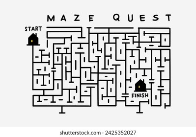 Maze Quest Doodle Vector Image Funny Game  