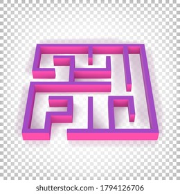Maze of rectangular. The concept of a stalemate. Vector 3d illustration. Simple game.