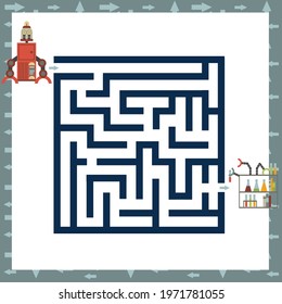 Maze with robots. Find right way. Kids mini game for develipment.