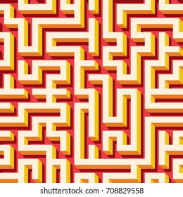 Maze seamless pattern with colorful endless tiled labyrinth for fabric or wallpaper