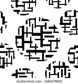 Maze seamless pattern. Design for cover, wallpaper, background or fabric pattern. Black and white, vector.