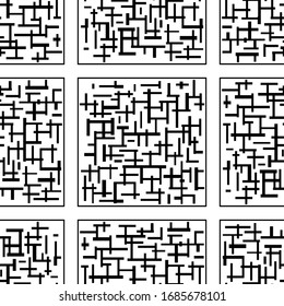 Maze seamless pattern. Design for cover, wallpaper, background or fabric pattern. Black and white, vector.