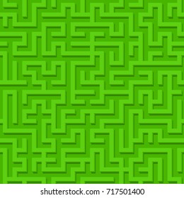 Maze seamless pattern with green endless tiled labyrinth for fabric or wallpaper