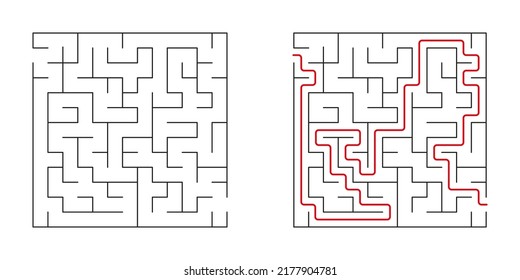 Maze set. Vector Labyrinth, conundrum. Children puzzle game. With answers.