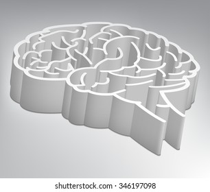 A Maze In The Shape Of A Brain. Vector Illustration