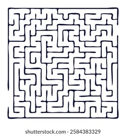 Maze shape design element. There is one entrance and exit and one correct path, but many paths lead to dead ends