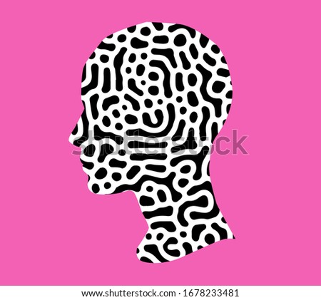 Maze in the shape of a human head. Conceptual minimalist illustration of Mental disorders, dellusions and illusions.