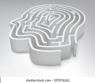 The maze in the shape of a human head.  Vector Illustration