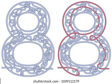 Maze in the shape of number eight - worksheet for learning numbers