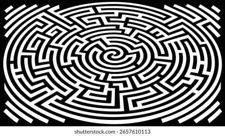 Maze is shown in black and white