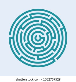 Maze Simple Icon. Abstract Labyrinth Background Vector Illustration Concept