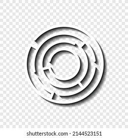 Icono simple de Maze. Diseño plano. Blanco con sombra en la cuadrícula transparente.ai