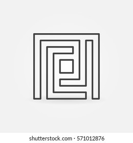 Maze Simple Icon - Vector Square Labyrinth Concept Symbol Or Logo Element In Thin Line Style